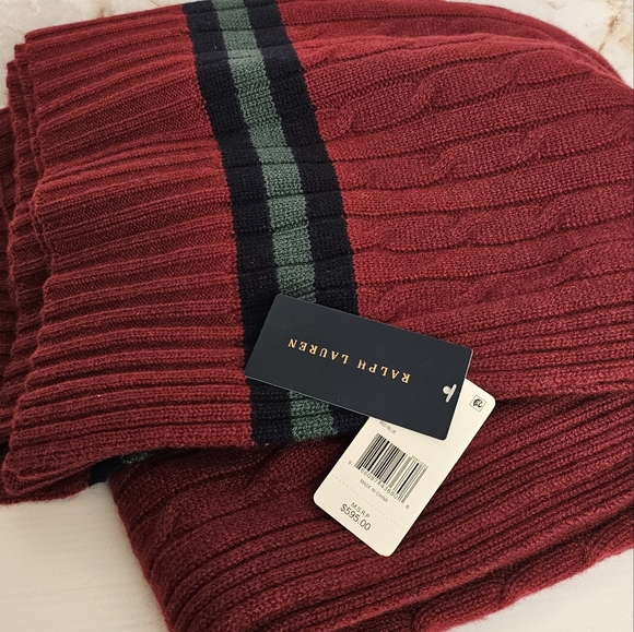 ***Ralph Lauren Cricket Cable Cashmere 60" x 60" Throw Blanket - Picture 5 of 11